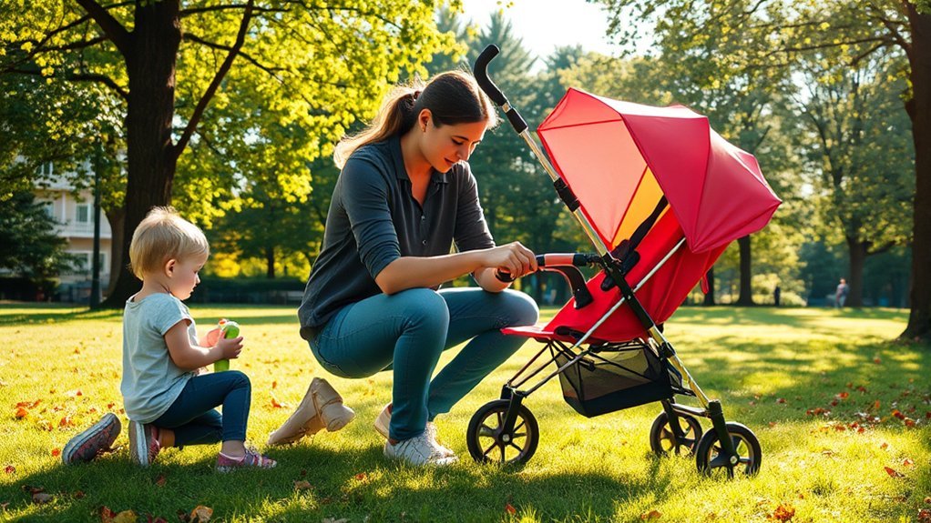 prepare before folding stroller