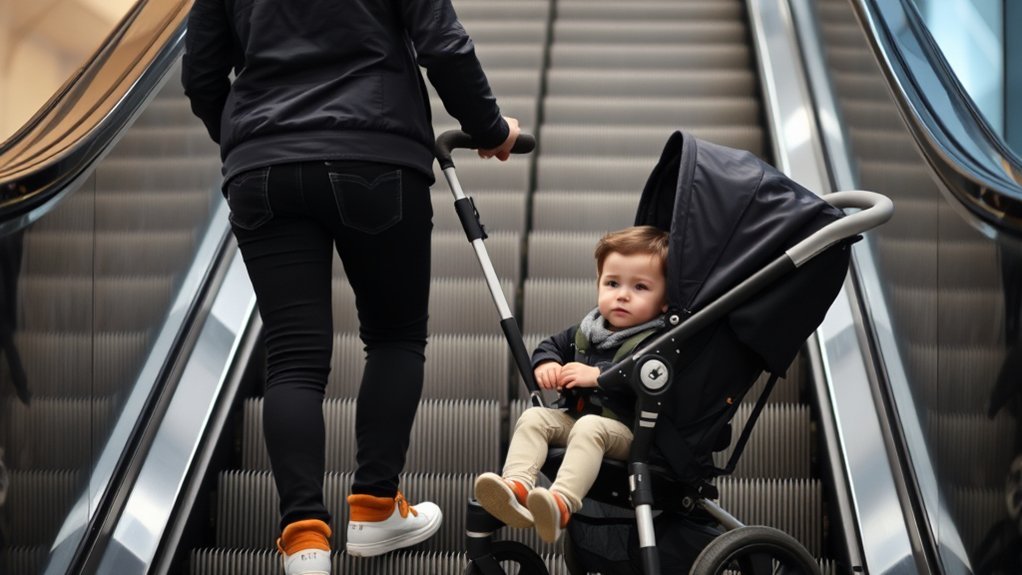 safe stroller escalator use