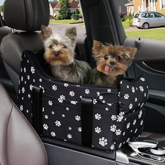 Console Dog Car Booster Seat with Safety Leash