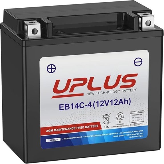 UPLUS YTX14-BS Sealed AGM Powersports Battery