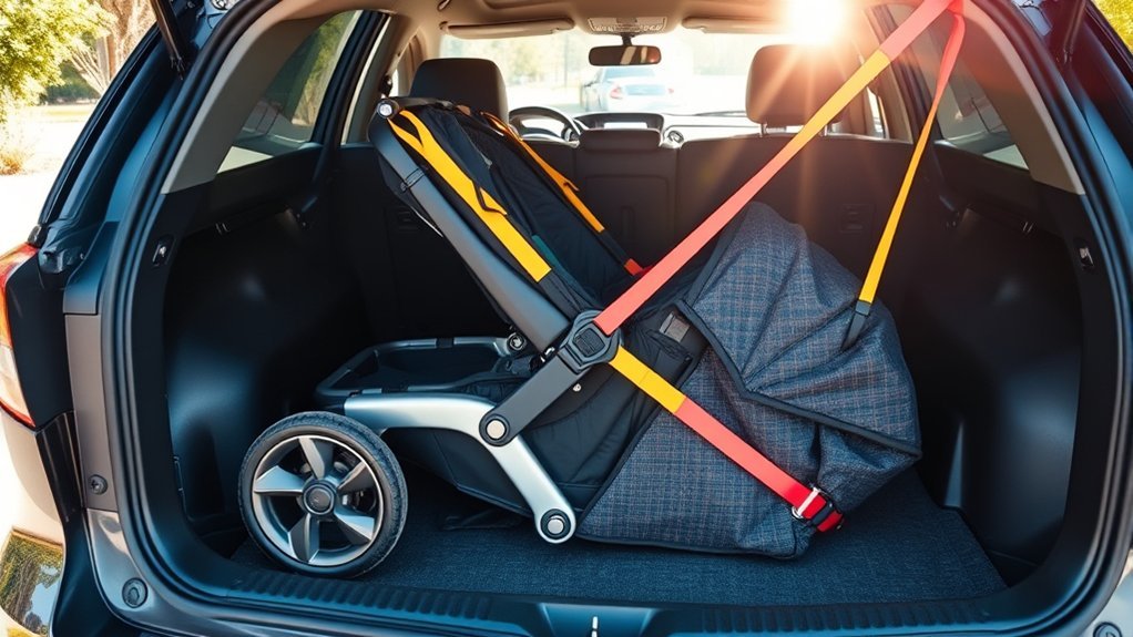secure stroller using belts