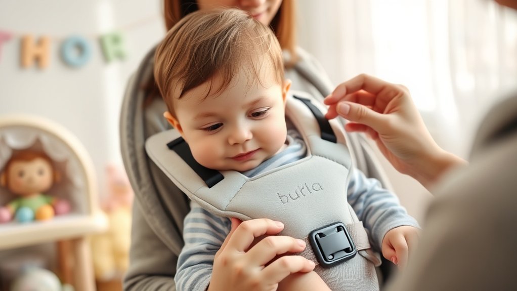 securely buckle 3 point harness