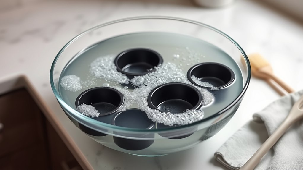 soak inserts in soapy water