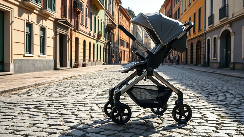 stroller navigation on cobblestones