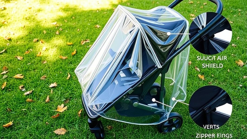 stroller weather shield setup