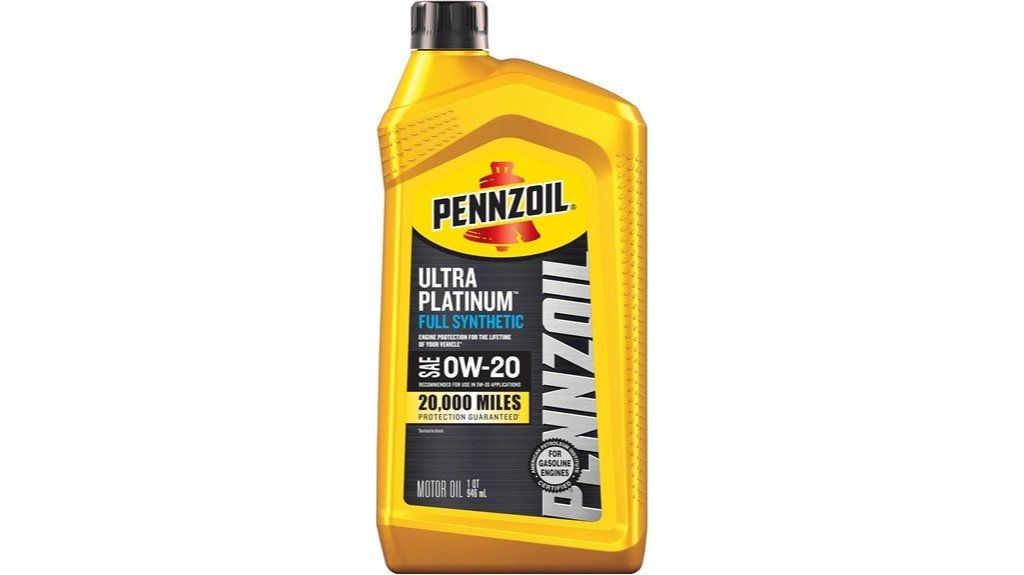 Pennzoil Ultra Platinum Full Synthetic 0W-20 motor oil one quart bottle