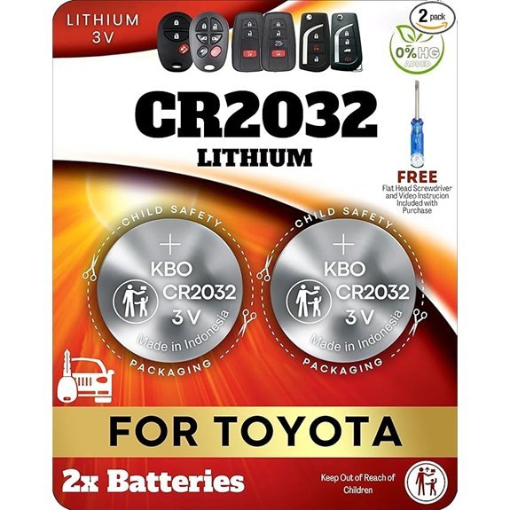 CR2032 Key Fob Batteries for Toyota (2-Pack)