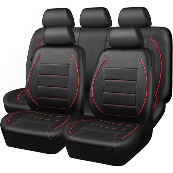 CAR PASS Universal Piping Leather Car Seat Covers (Full Set)