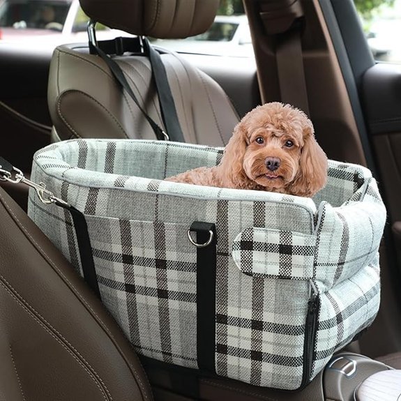 Small Dog Car Seat with Washable Cushion (Grid Grey)