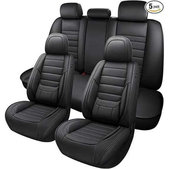 Black Nappa Leather Waterproof Car Seat Cover with Lumbar Support
