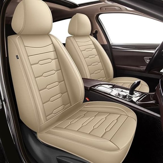 AOMSAZTO Front Waterproof Faux Leather Seat Covers (Beige)