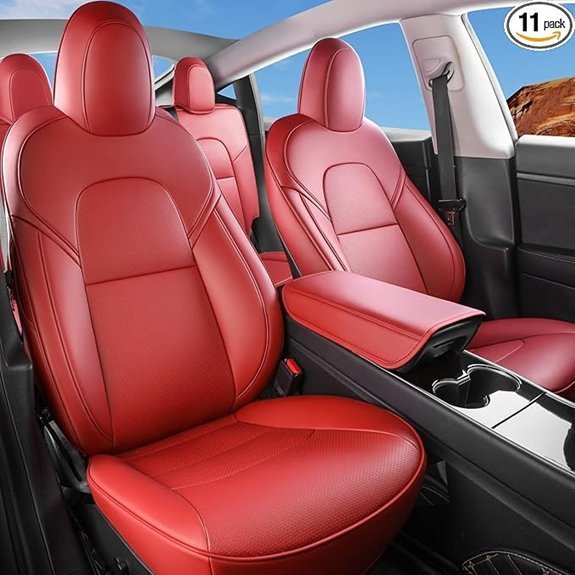 Tesla Model Y Nappa Leather Seat Covers – Wine Red
